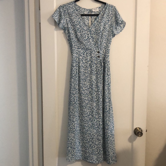 Blue floral midi dress - Picture 1 of 5